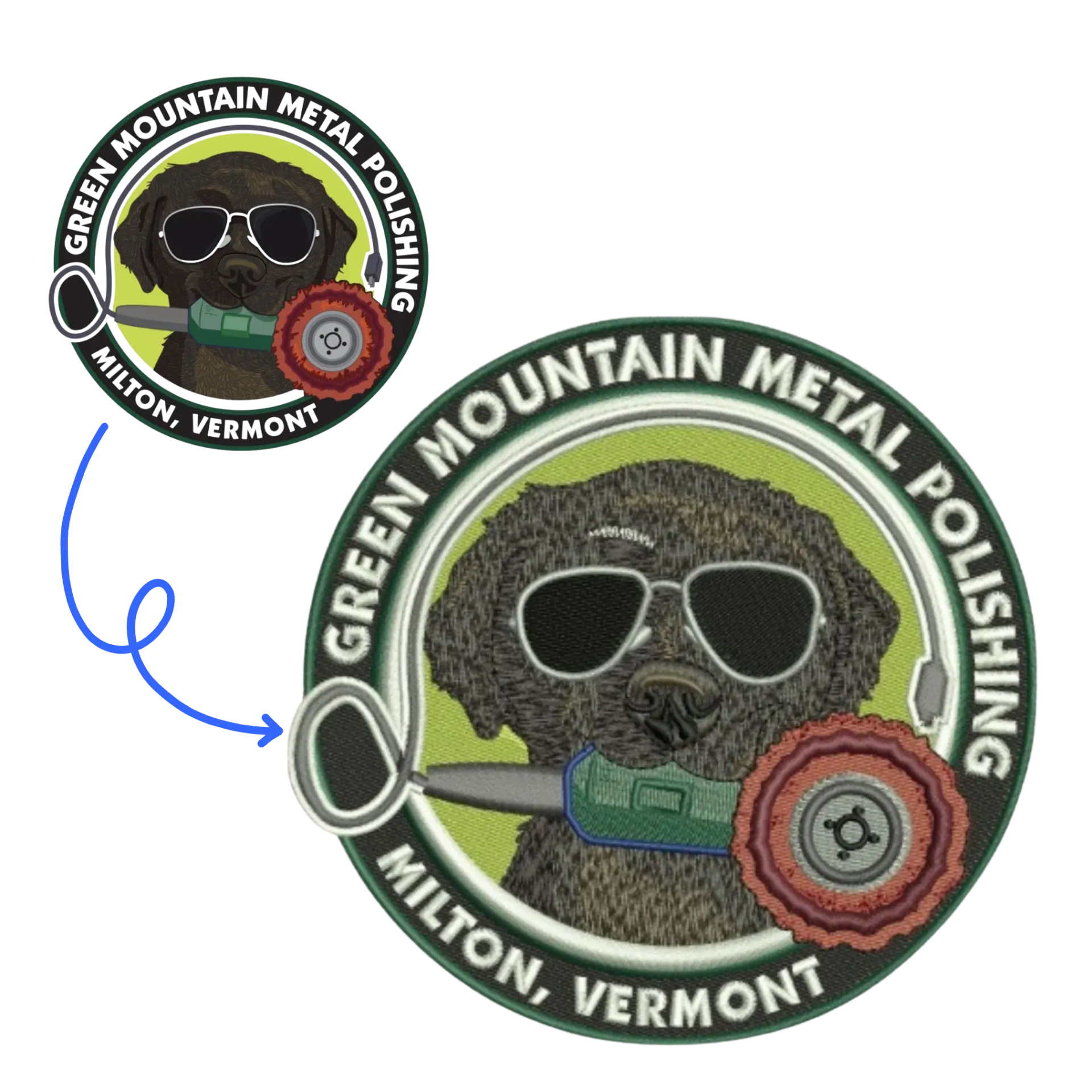 Logo artwork converted into an embroidered patch