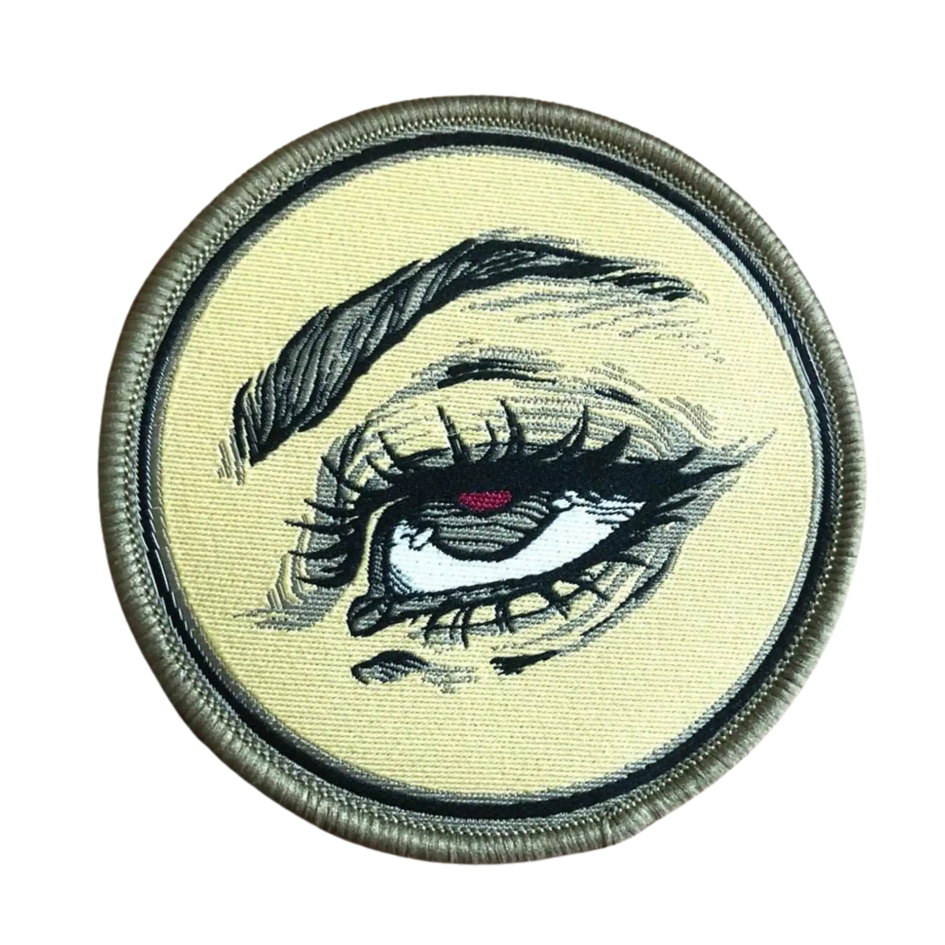 Woven patch with fine detailed eye illustration
